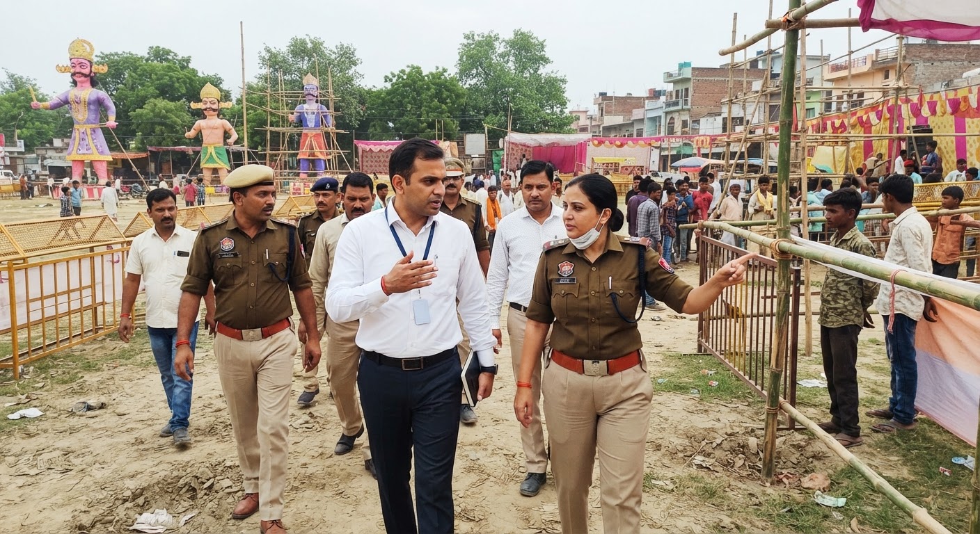 बाराबंकी: DM और SP ने रामलीला मैदान और दशहरा बाग का किया सुरक्षा निरीक्षण