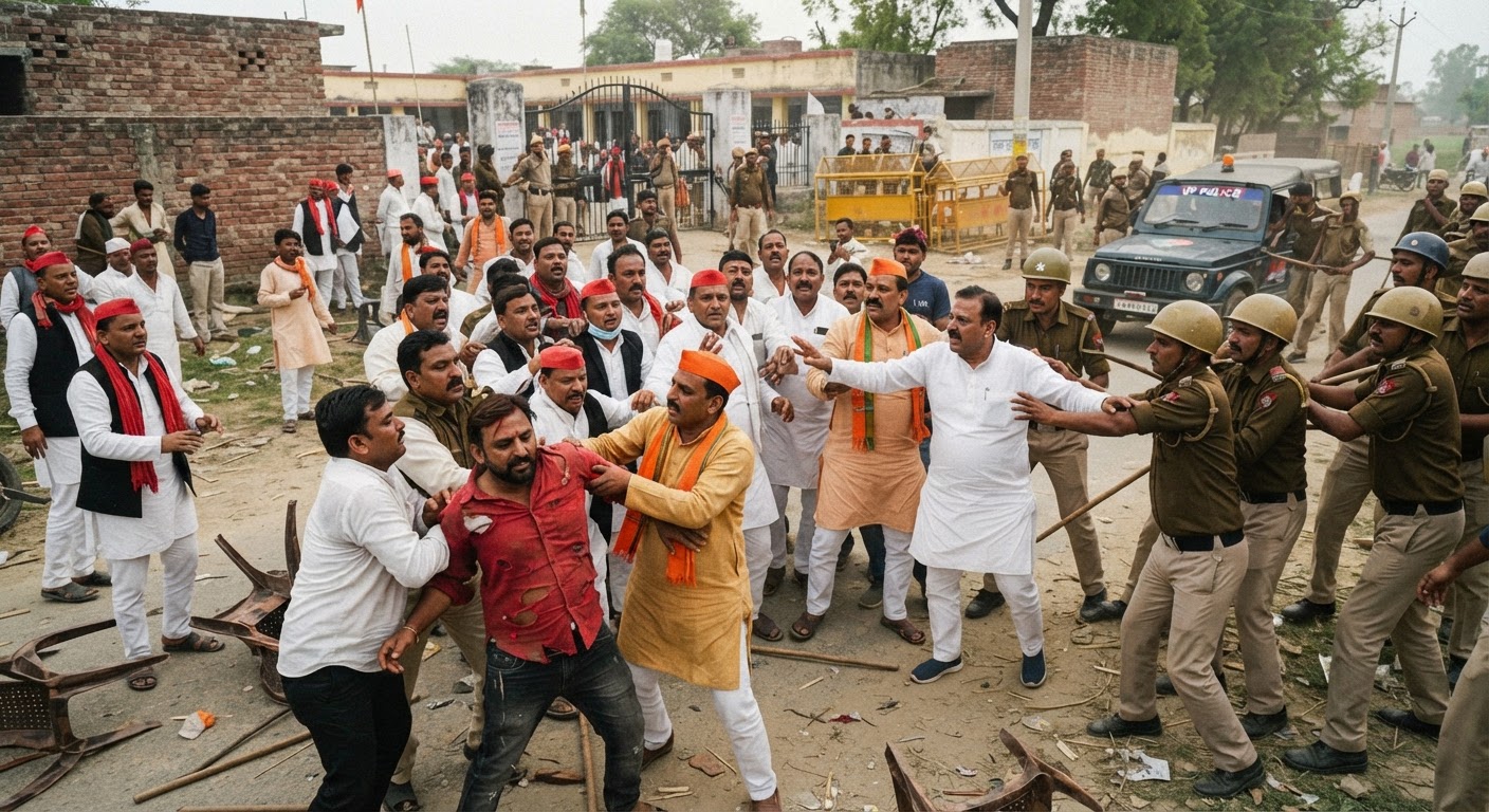 लखीमपुर खीरी: MLC चुनाव के दौरान मिताउली बूथ पर सपा और भाजपा समर्थकों में भिड़ंत