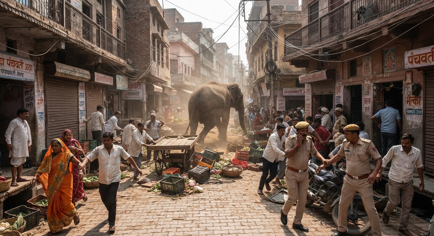 वाराणसी के रामनगर में बेकाबू हुआ हाथी, मचाया भारी तांडव; इलाके में दहशत