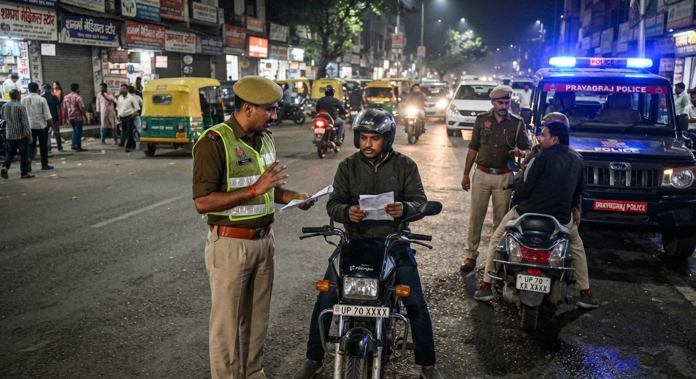 प्रयागराज: कमिश्नर पीयूष मोर्दिया के निर्देश पर पुलिस का एक्शन, सड़कों पर चलाया सघन चेकिंग अभियान
