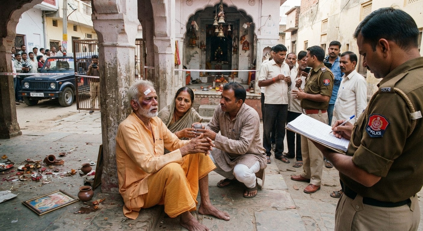 जालौन में बुजुर्ग पुजारी की बेरहमी से पिटाई, हमलावरों का वीडियो वायरल