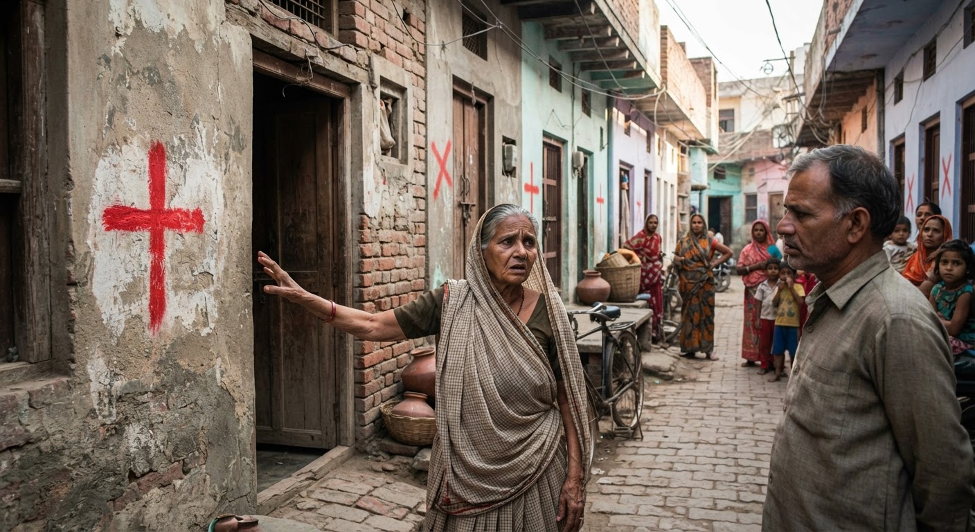 मथुरा: अष्टसखी कुंड के पास 70 मकानों पर लगे लाल निशान, अब ध्वस्तीकरण का डर