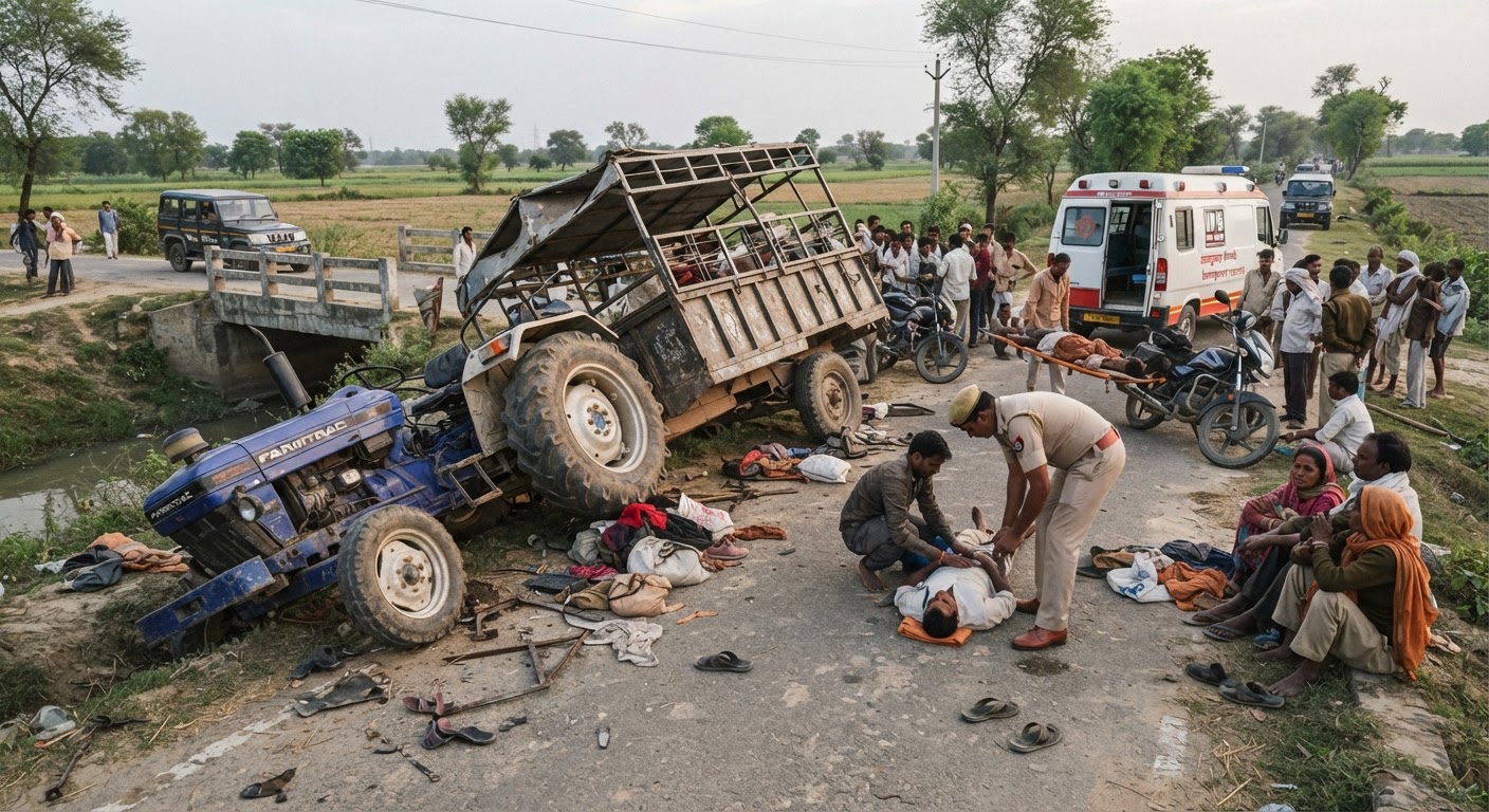 फर्रुखाबाद: श्रद्धालुओं से भरी ट्रैक्टर-ट्रॉली पलटी, 17 लोग घायल, दो की हालत गंभीर
