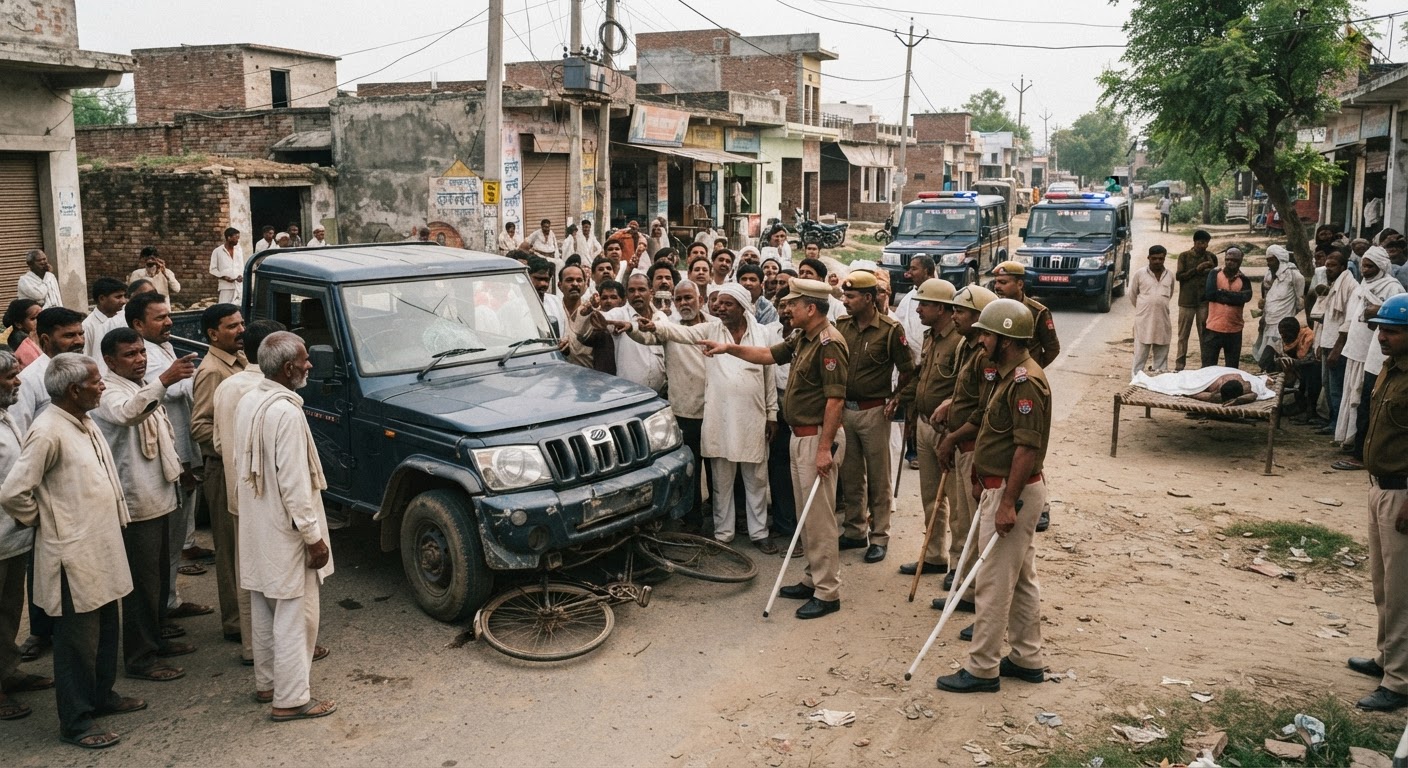 कानपुर सड़क हादसा: पिकअप की टक्कर से साइकिल सवार की मौत, पुलिसकर्मी का ड्राइवर को पीटने का वीडियो वायरल