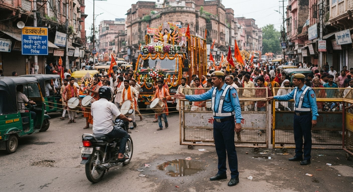 लखनऊ: दुर्गा विसर्जन को लेकर ट्रैफिक रूट बदले, 19 से 21 अक्टूबर तक लागू रहेगा डायवर्जन