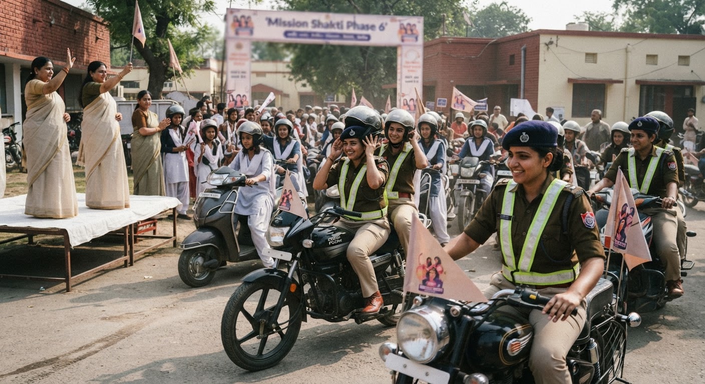 बाराबंकी: महिलाओं की सुरक्षा के लिए पुलिस ने निकाली 'मिशन शक्ति फेज 6' रैली