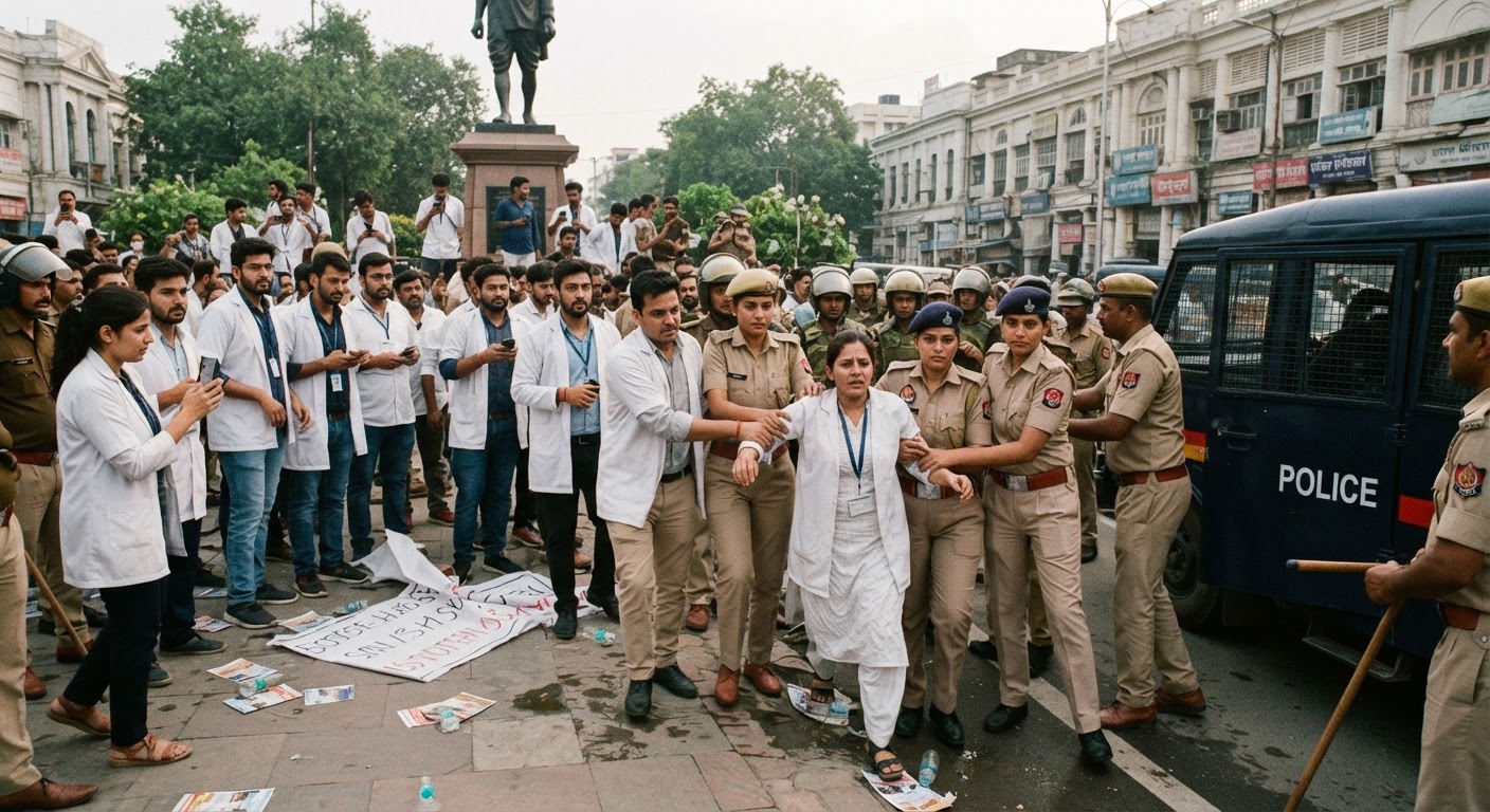 लखनऊ में वेतन विसंगति पर प्रदर्शन कर रहे बॉन्डेड एमबीबीएस डॉक्टर हिरासत में