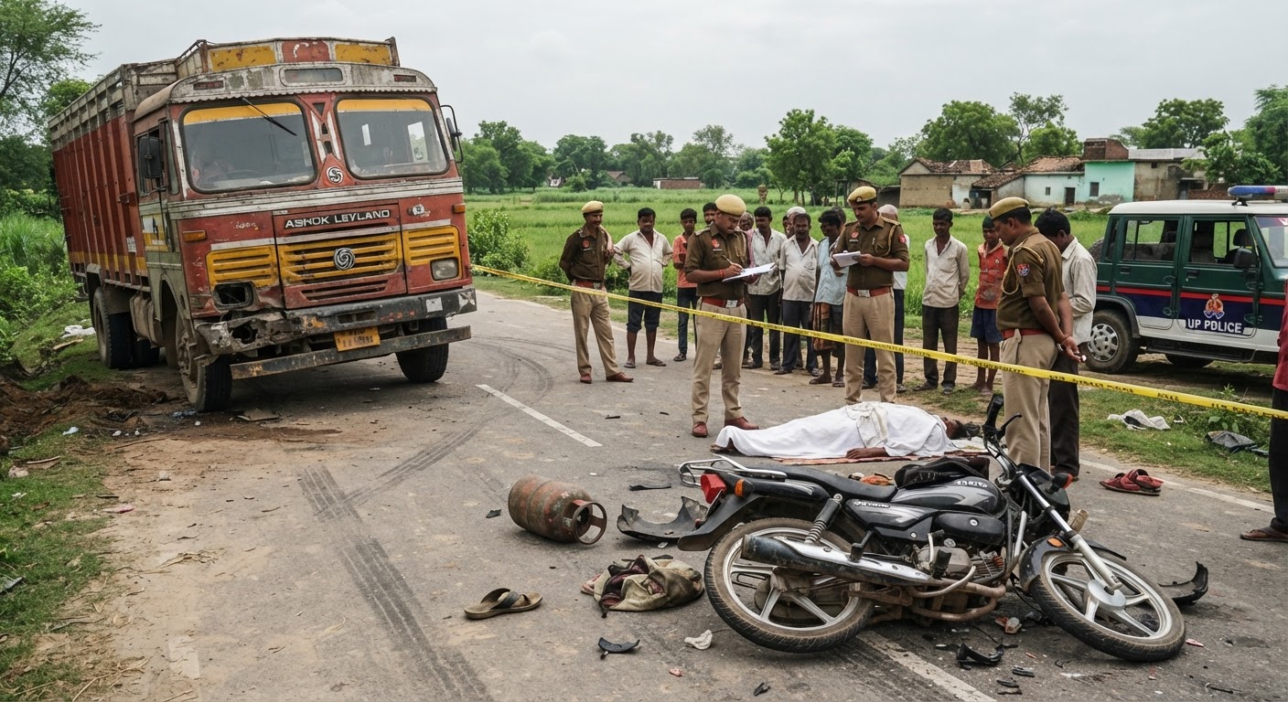 लखीमपुर खीरी: गैस सिलेंडर लेने जा रहे व्यक्ति को ट्रक ने रौंदा, मौत