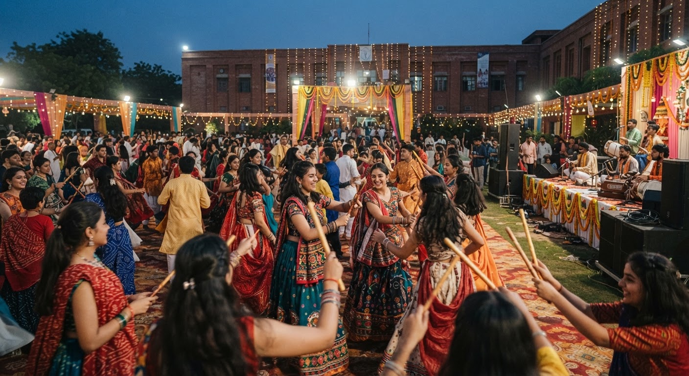 डीपीएस सीतापुर में डांडिया नाइट की धूम, पारंपरिक परिधानों में झूमे छात्र और अभिभावक