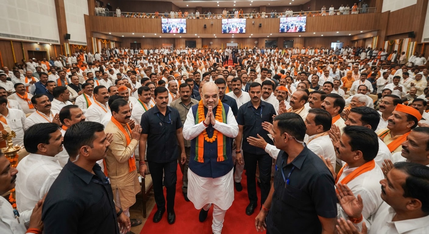 लखनऊ: अमित शाह ने बीजेपी यूपी की राज्य कार्यकारिणी बैठक का किया शुभारंभ