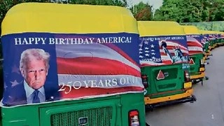 Delhi की सड़कों पर डोनाल्ड ट्रंप की तस्वीरों वाले ऑटो, अमेरिका के 250वें स्वतंत्रता दिवस की तैयारी